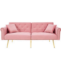 SCHLAFSOFA 2-Sitzer Samt mit 3-fach verstellbarer Doppel-Rückenlehne Rosa 173/75/70 cm - Rosa, Textil (70/173/75cm) - Redom