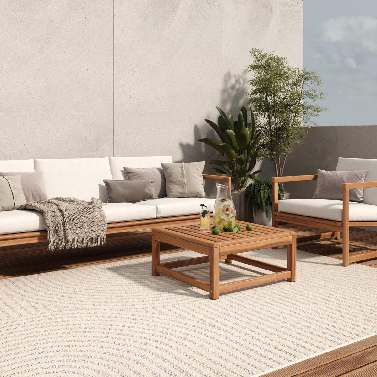 TEPPICH PATIO Creme 120/170 cm - Creme, Kunststoff (120/170cm) - Tapiso