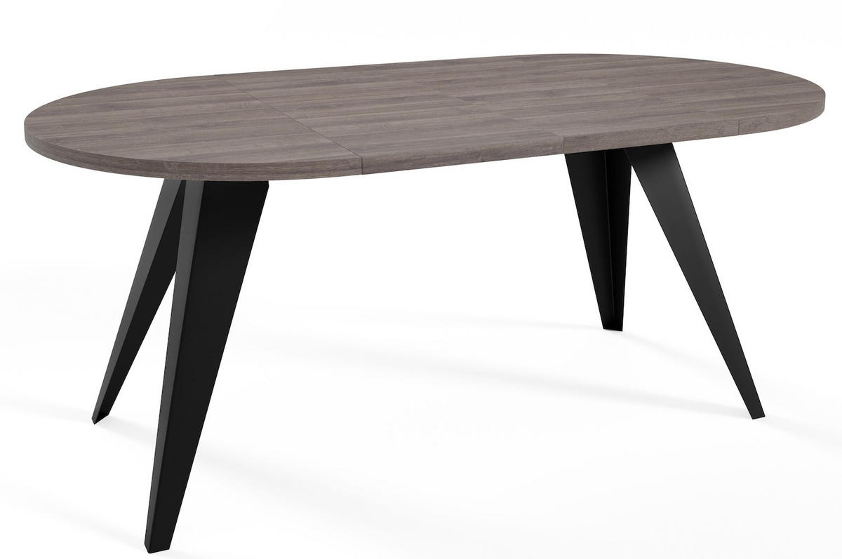 ESSTISCH Alba Shermann Eiche anthrazit / Schwarz 120/196 / 120 / 76cm - Anthrazit/Schwarz, Holz/Holzwerkstoff (120/120/76cm) - Feldmann-Wohnen
