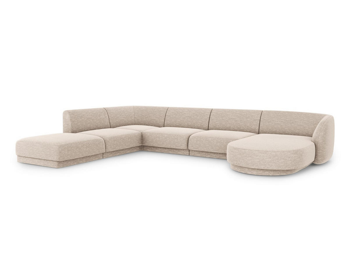 PANORAMASOFA links Miley aus Chenille-Stoff beige 6 Sitzplätze - Beige, Textil (255/70/330cm) - Micadoni