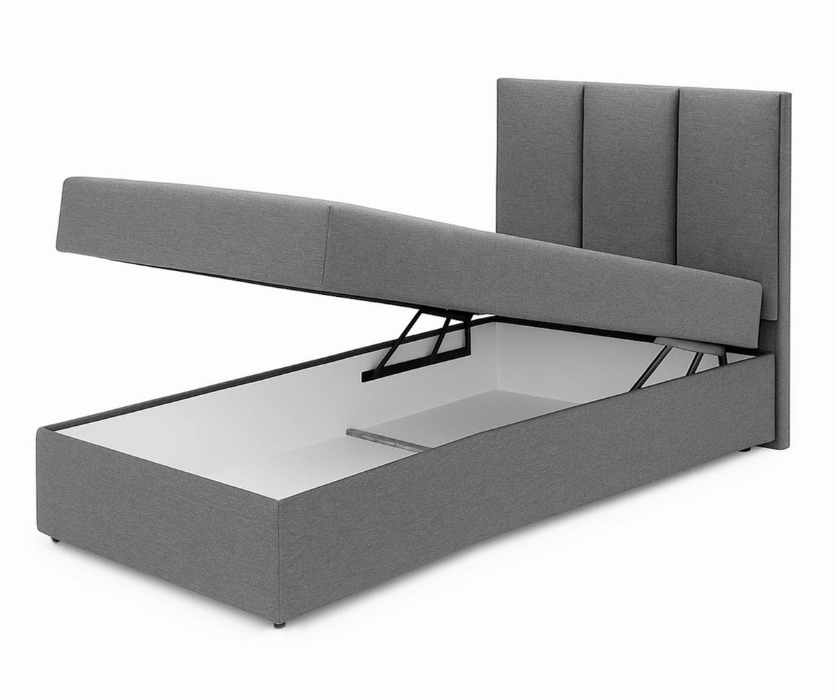 BOXBETT MEREA 80x200 cm mit Bettkasten und Matratze - Beige - Beige/Schwarz, Holz/Holzwerkstoff (80/200cm) - AX Living