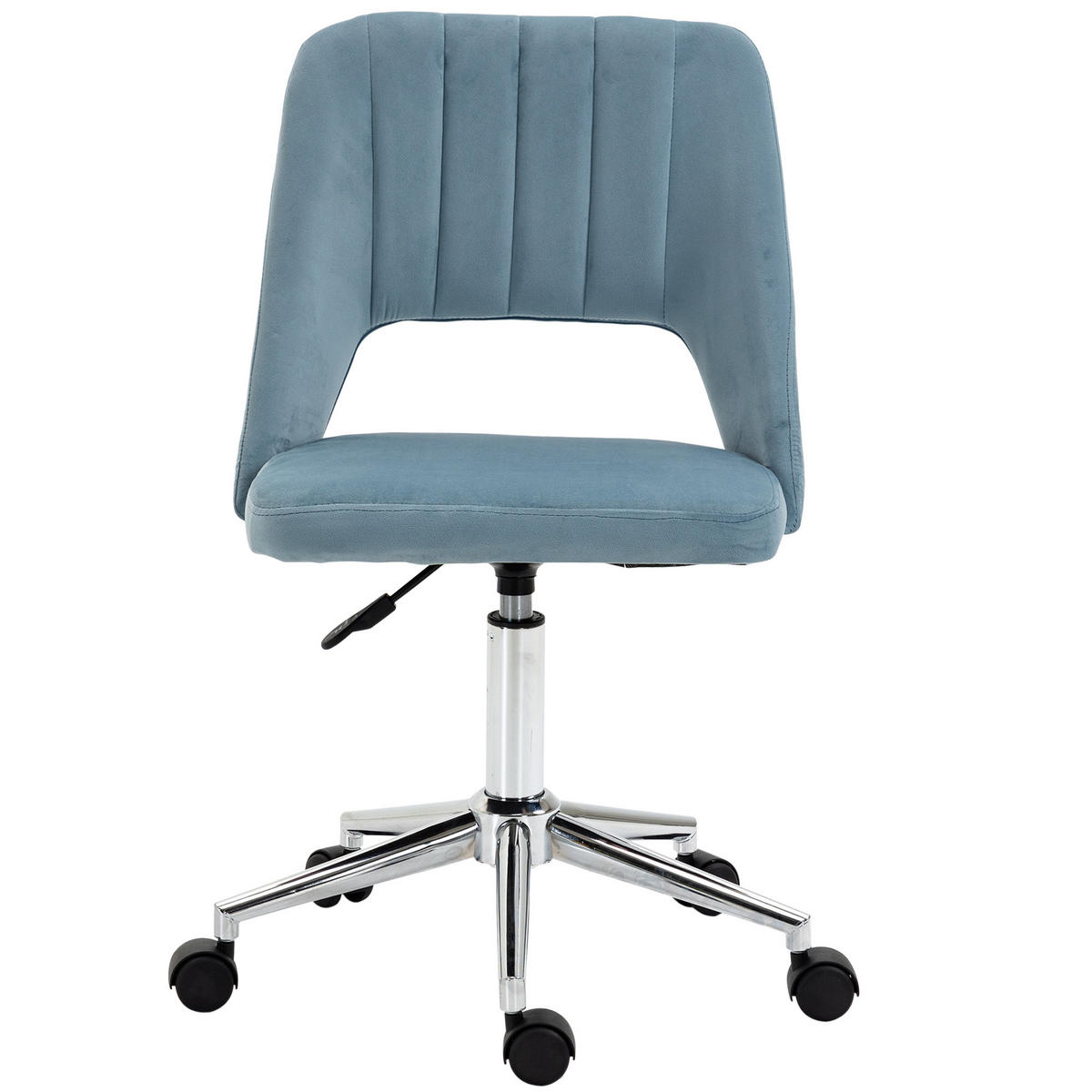 BÜROSTUHL DE-05113 Samtoptik, höhenverstellbar & drehbar Blau - Blau, Metall (60/91/49cm) - ComfortXL