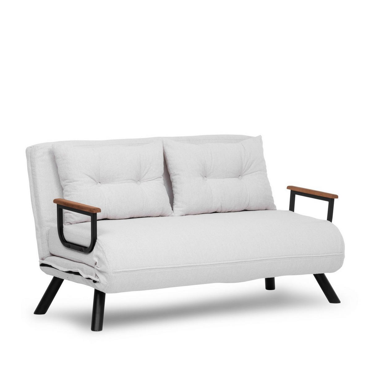 SCHLAFSOFA für 2 Personen mit Stoffbezug und Metallfüßen 133/50/41 cm - Weiß, Metall (50/41/121cm) - Calicosy