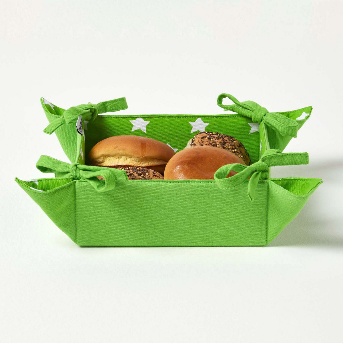 BROTKORB Sterne – faltbar mit Wende-Design - Grün, Textil (22/7/22cm) - Homescapes