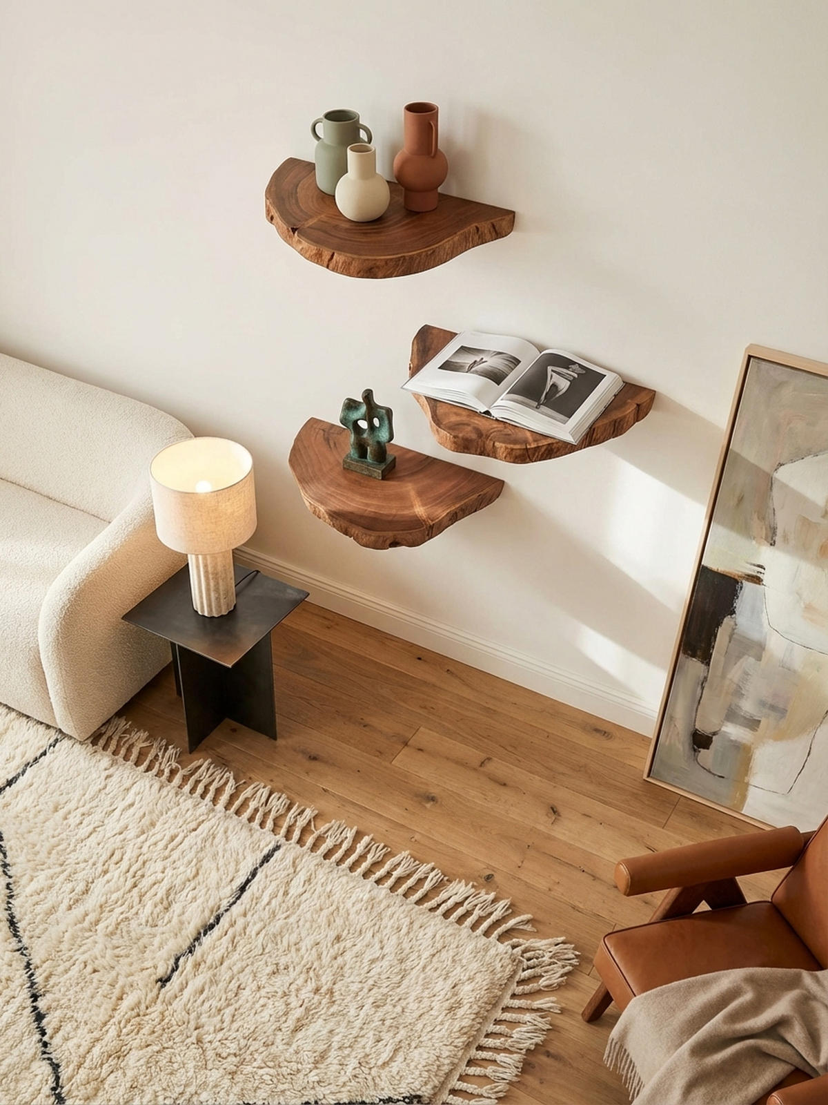WANDREGAL Akazie Massivholz Modern Stil 3er Set Baumscheibe mit Baumkante - Akaziefarben, Holz (47/4/25cm) - KADIMA DESIGN