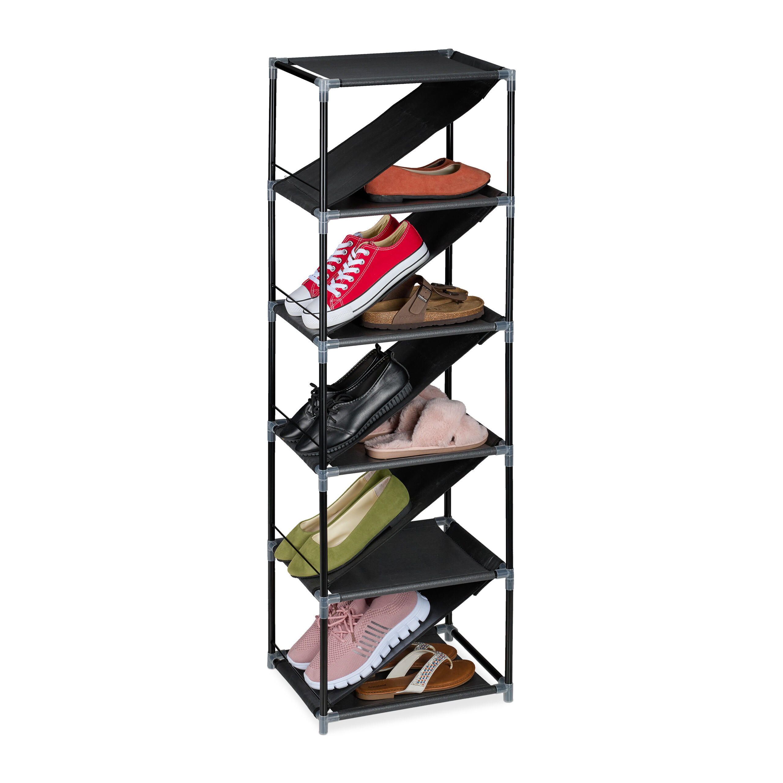 SCHUHREGAL - Anthrazit, Kunststoff/Textil (38/121/30cm) - Relaxdays