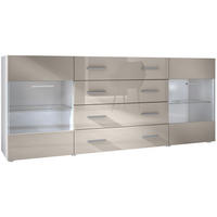 SIDEBOARD Carlos Sandgrau Hochglanz - Sandfarben, Holzwerkstoff (166/72/35cm) - Vladon