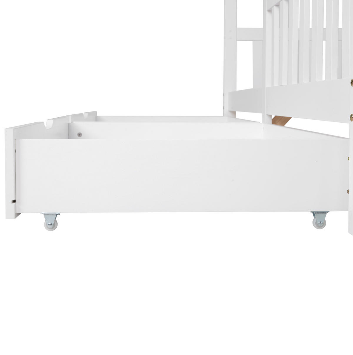 HAUSBETT 90/200 cm Weiß aus Massivholz mit 2 Schubladen und Sicherheitszaun - Weiß, Holz (90/200cm) - Flora Grace