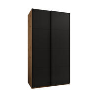 SCHWEBETÜRENSCHRANK 245,5/140/64 2-türig - Schwarz/Eiche Artisan, Holz/Metall (140/245/64cm) - Abiks Möbel
