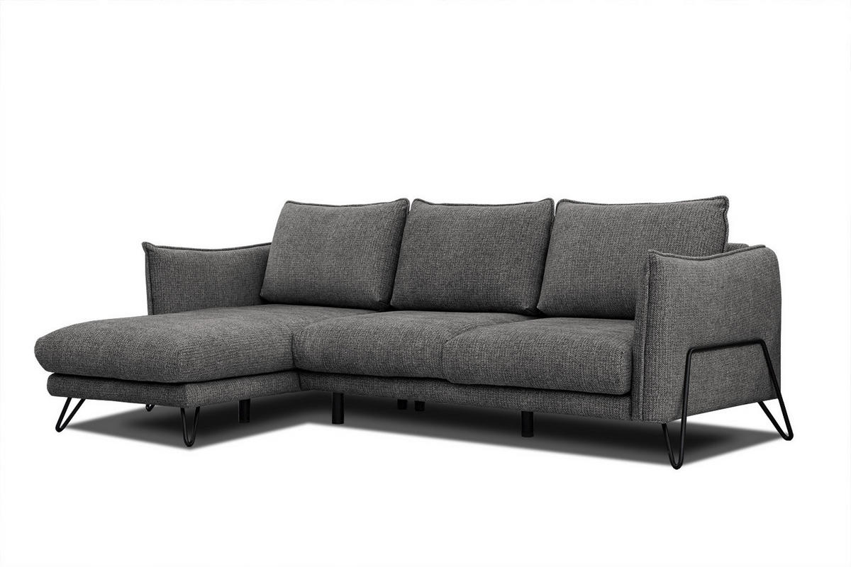 ECKSOFA HOSTEN 4-Sitzer, anthrazit - Anthrazit/Schwarz, Holzwerkstoff/Textil (158/269cm) - Courtois Laville
