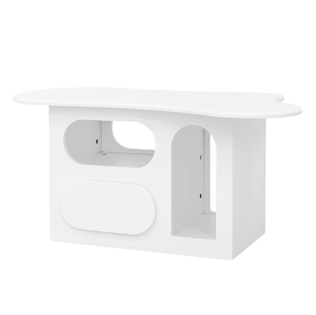 KLUBSKA miza iz iverne plošče, 97/45/43,5 cm bela, s predali in odprtimi predelki - bela, leseni material (97/45/43.5cm) - BEAOK