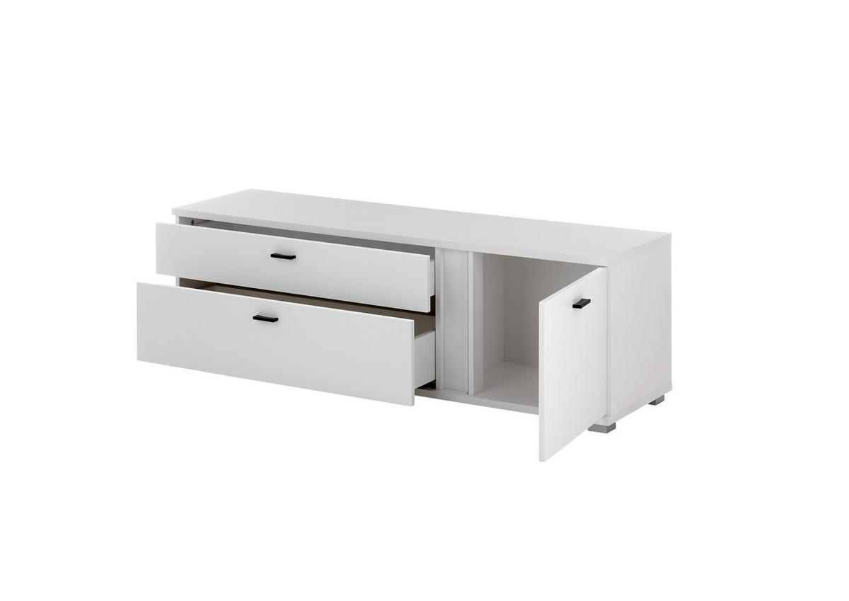 LOWBOARD M19 Weiß Matt 150/45/42 cm schmal - Weiß, Holzwerkstoff (150/45/42cm) - Livojo