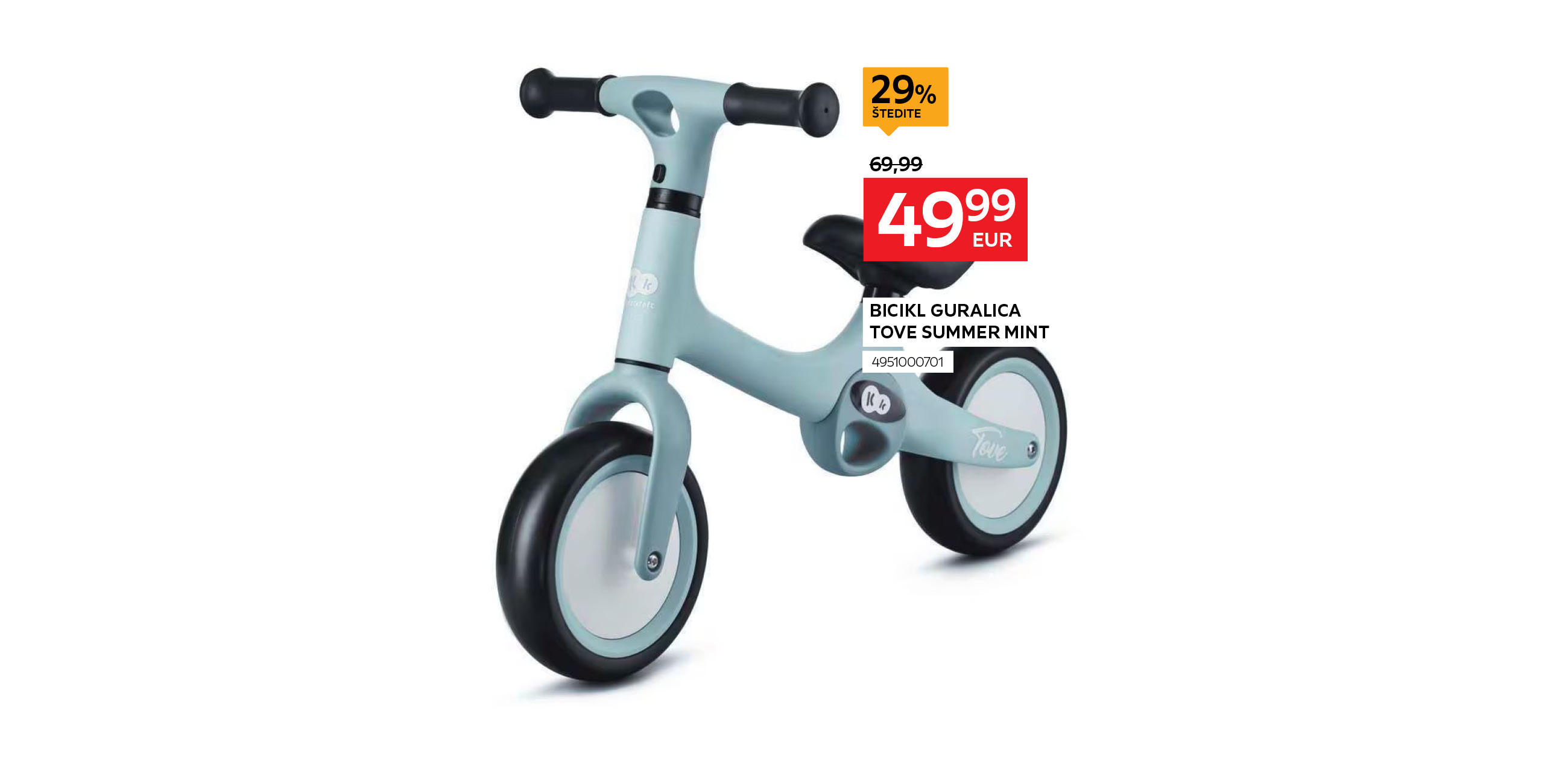 Bicikl guralica Tove summer mint 4951000701 umjesto 69,99€ nova cijena 49,99€ štedite 29%