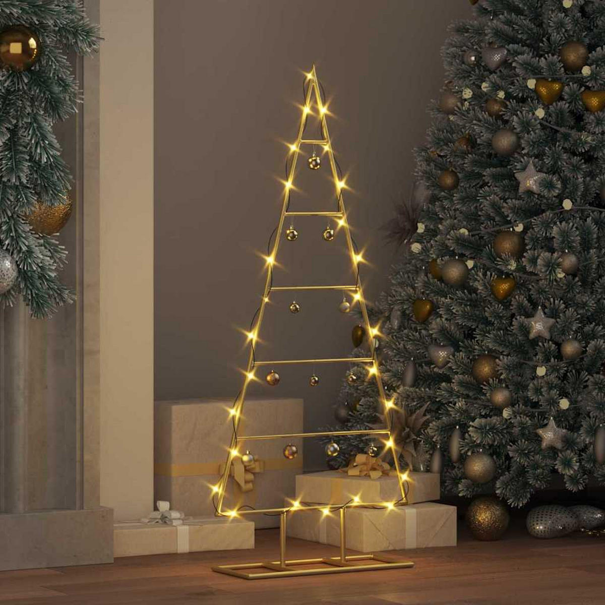 WEIHNACHTSBAUM Metall Gold 90 Cm Pulverbeschichteter Stahl - Goldfarben, Metall (90cm) - vidaXL