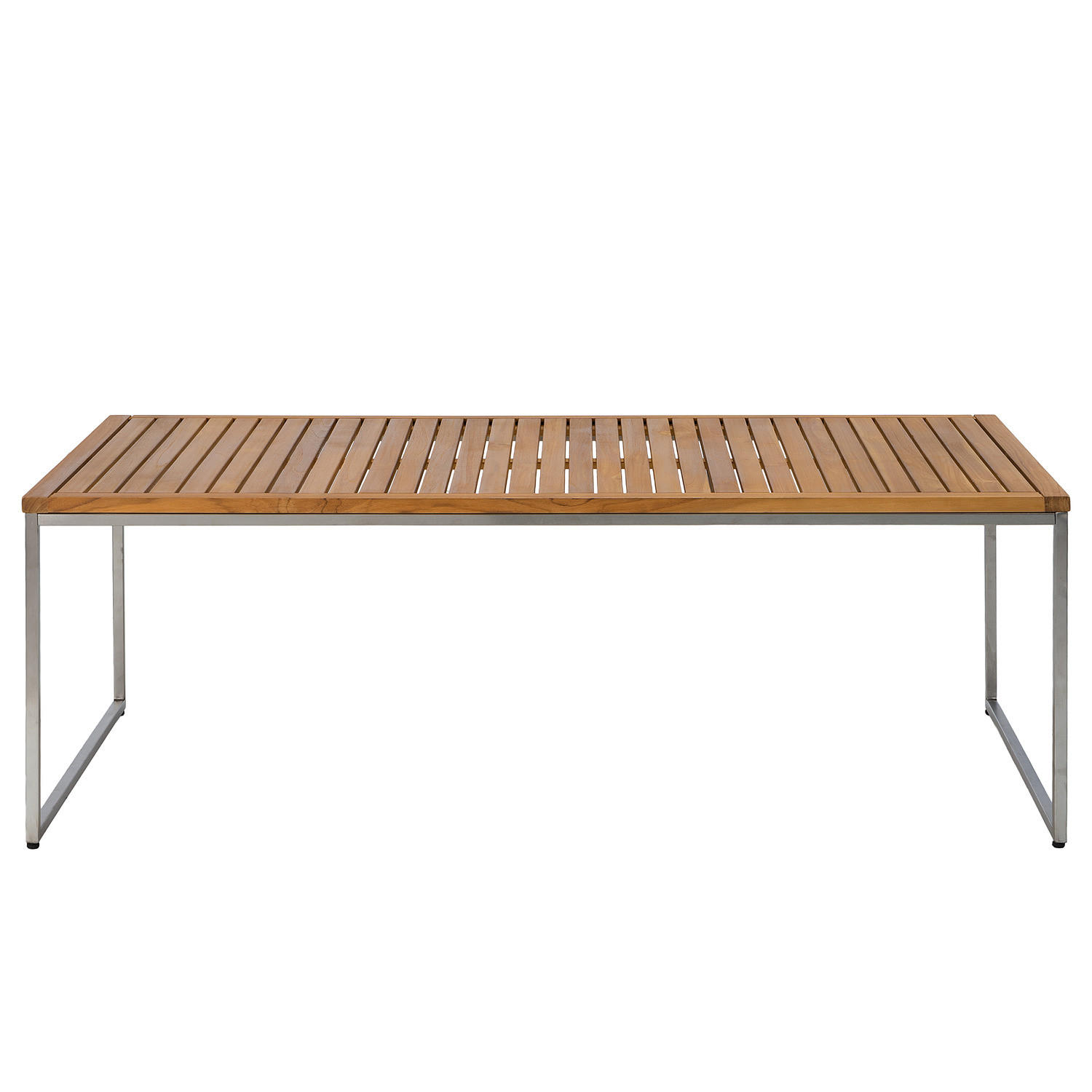 COUCHTISCH - Teak massiv / Edelstahl - Silberfarben/Braun, Holz/Metall (70/120/42cm) - home24