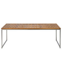 COUCHTISCH - Teak massiv / Edelstahl - Silberfarben/Braun, Holz/Metall (70/120/42cm) - home24