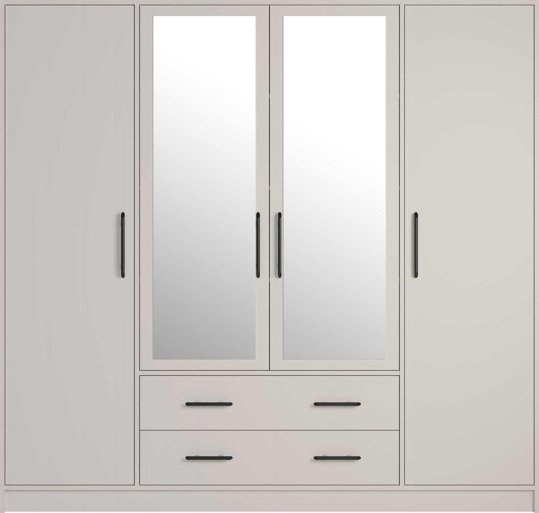 DREHTÜRENSCHRANK VANO 200/190/56cm 4-türig mit Spiegel Kaschmir - Kaschmir, Holzwerkstoff (200/190/56cm) - MASSENO