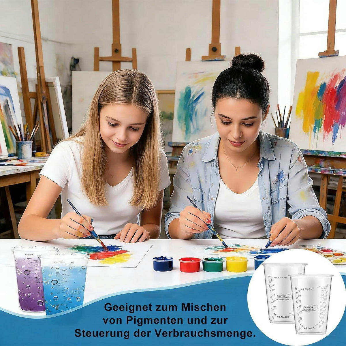 MISCHBECHER 30 Stück 240 ml mit Holzstäbchen - Transparent, Kunststoff (0.24L)
