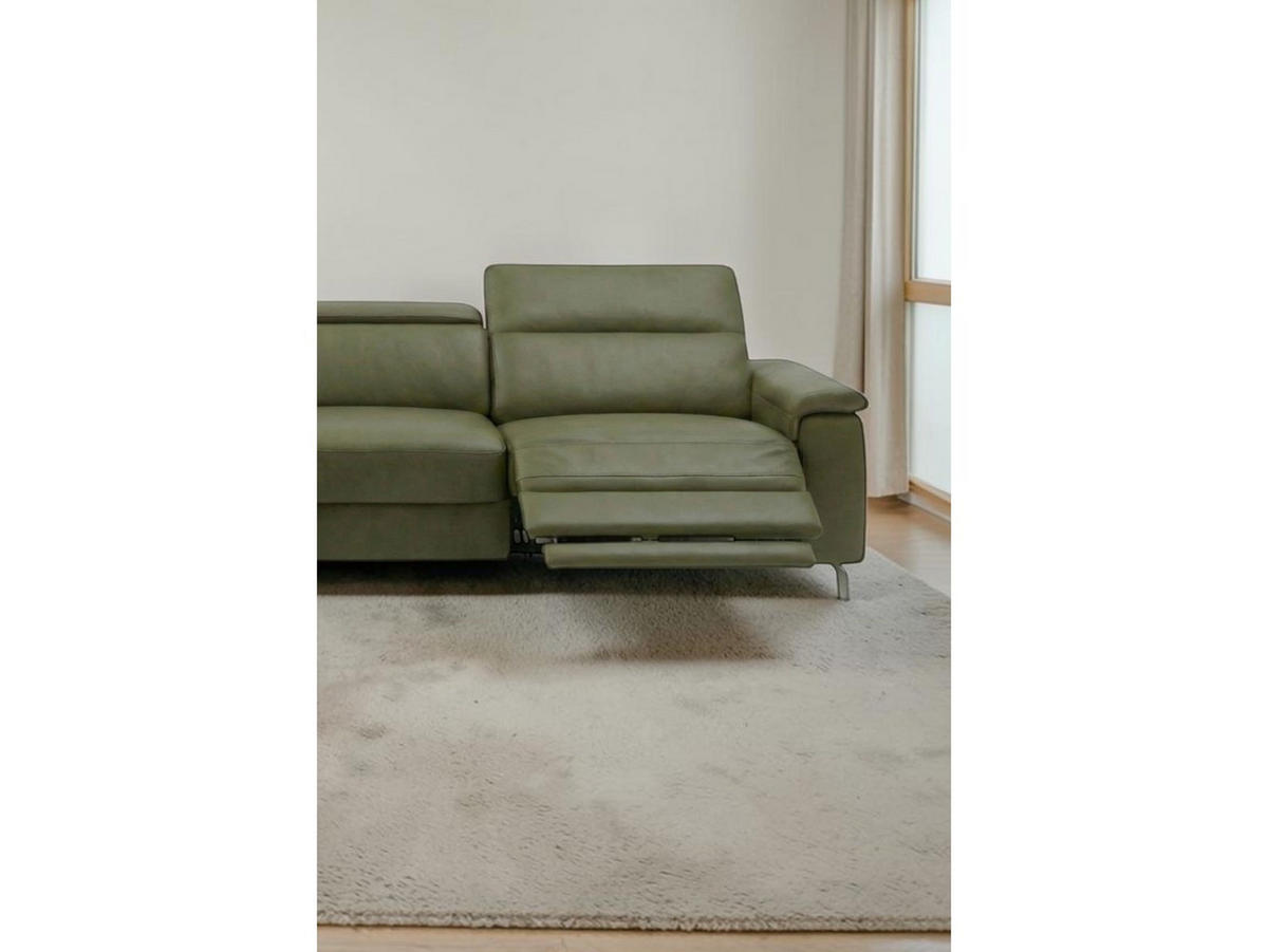 ECKSOFA Ambassador Echtleder mit 1 x Relaxfunktion Olivgrün - Olivgrün, Leder/Metall (272/224cm)