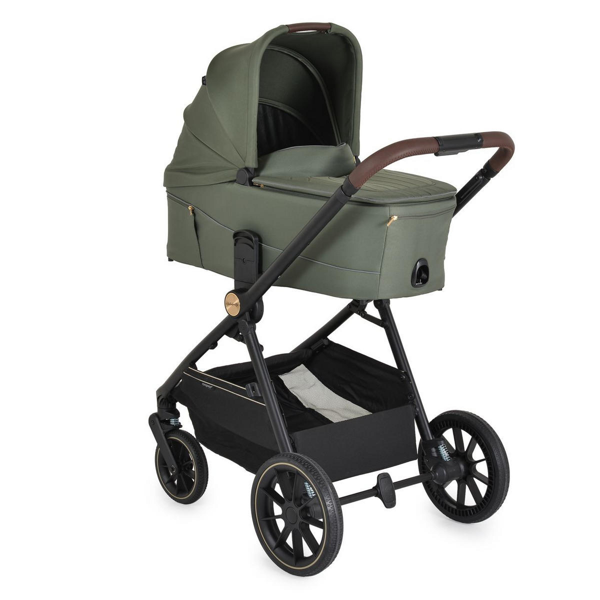 KOMBIKINDERWAGEN 2 in 1 Celebrity grün Stoßdämpfer PU-Rollen Wickeltasche - Grün, Metall (96/60/100cm) - Cangaroo