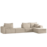 BOHOO modulare Ecke XL Champagner Rechts - Champagner, Holz (382/192cm) - Kaiser Möbel