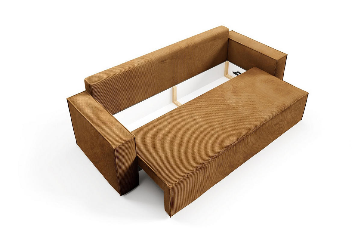 SOFA Roda Gelb, Kordsofa mit Schlaffunktion - Gelb, Holzwerkstoff/Textil (248/93/96cm) - Bettso