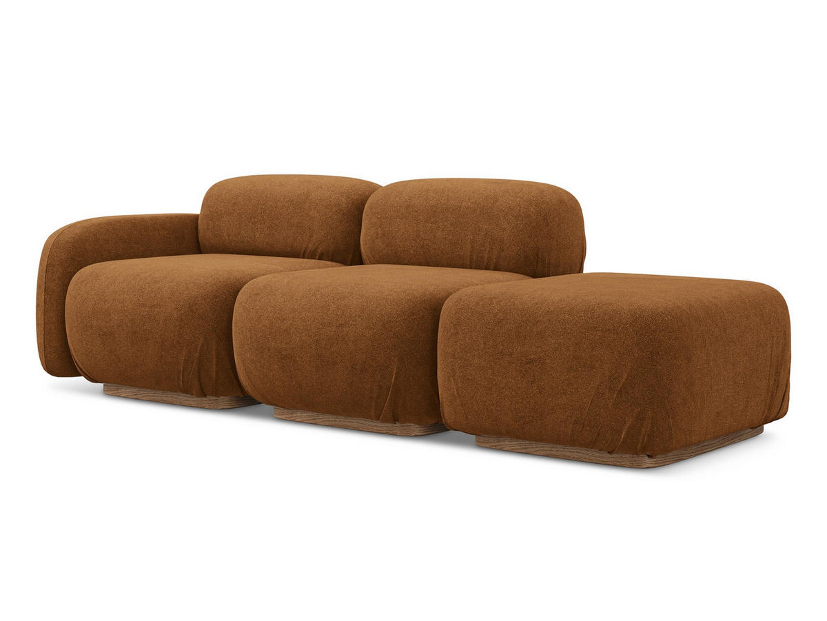 3-SITZER SOFA Bouclé Stoff Orange - Pink/Terra cotta, Holz/Textil (258/73/95cm) - Makamii