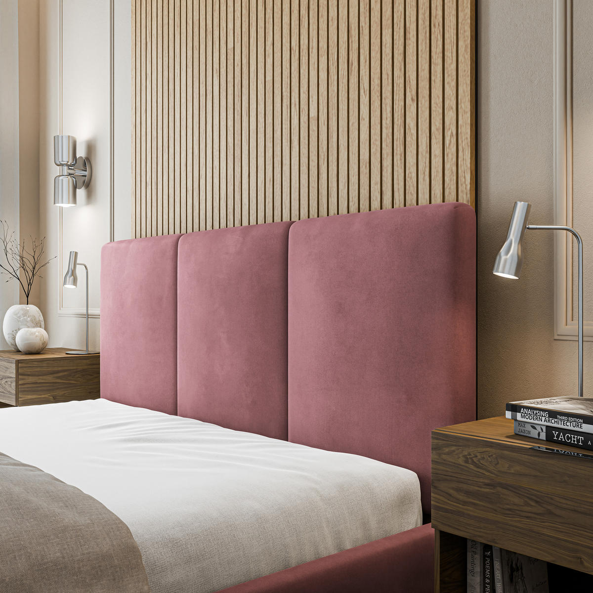 POLSTERBETT AZURI 160x200 cm mit Bettkästen - Rosa - Rosa, Holz (160/200cm) - MASSENO