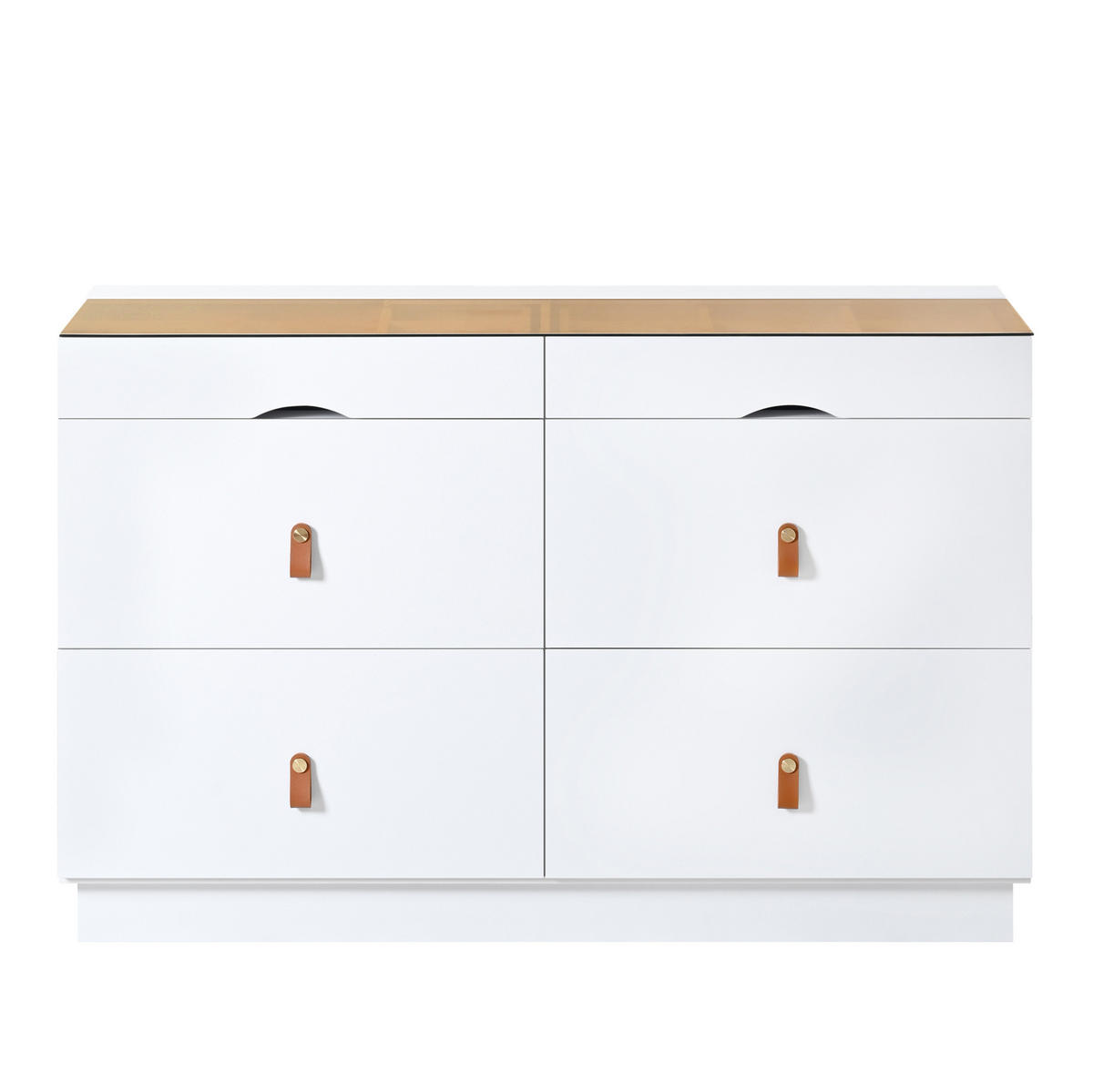 KOMMODE 120/40/78 cm mit 6 Schubladen, Glasplatte, Facheinteilung und Kippsicherung, Weiß - Weiß, Glas (120/78/40cm) - Redom