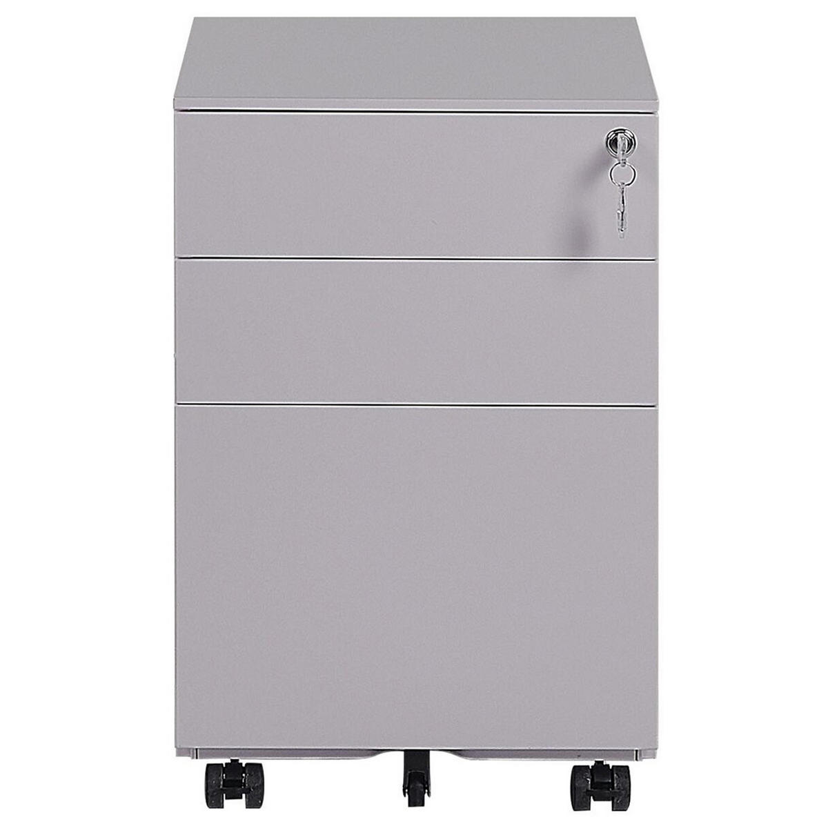 AKTENSCHRANK Metall grau 3 Schubladen mit Rollen Cami - Grau, Metall (39/60/50cm) - Beliani