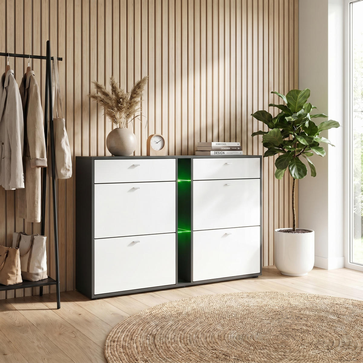 SCHUHSCHRANK Today Fronten in Weiß matt - Weiß, Holzwerkstoff (155.5/95/28cm) - Vladon
