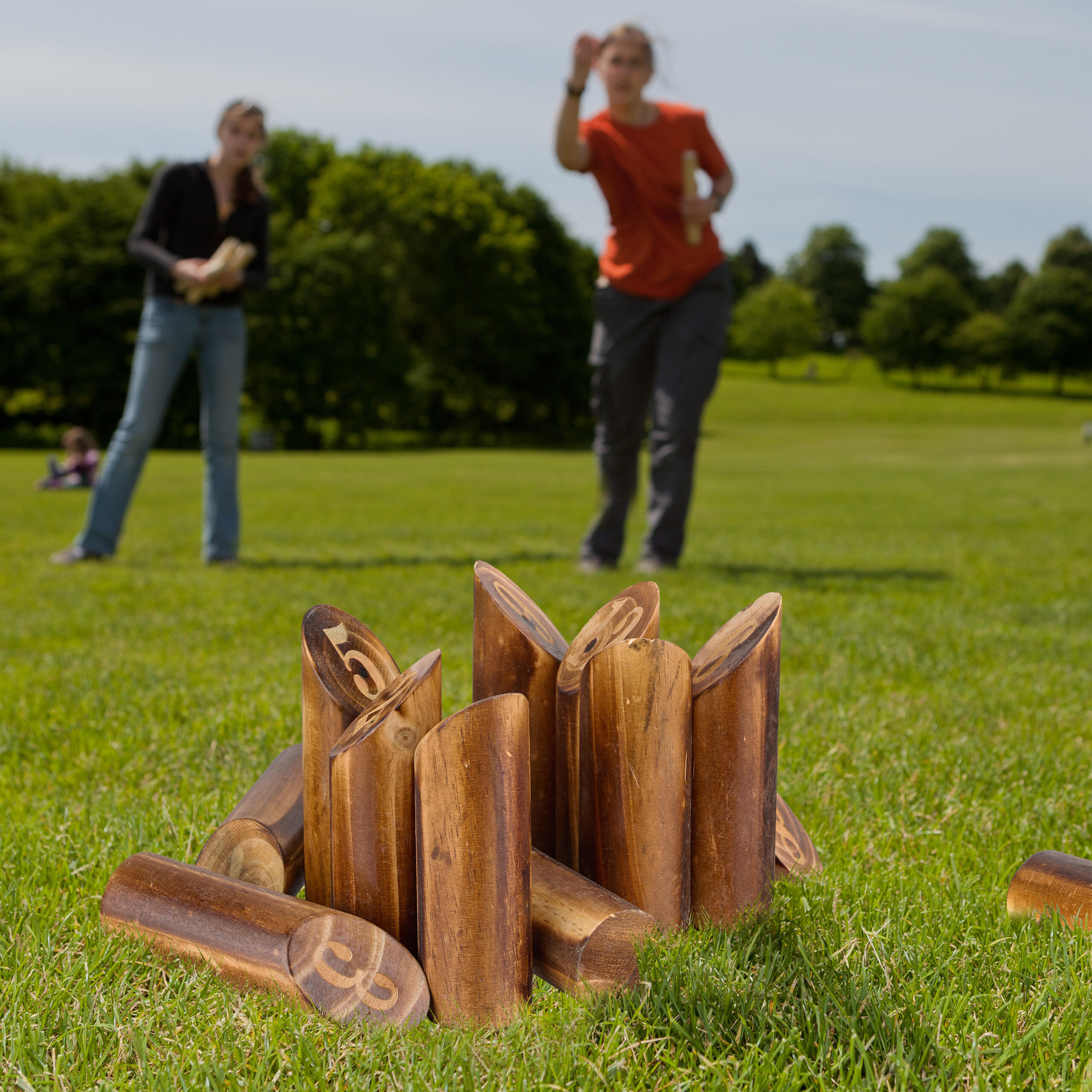 KUBB Wikingerspiel - Braun, Holz/Textil (4.5/22.5/4.5cm) - Relaxdays