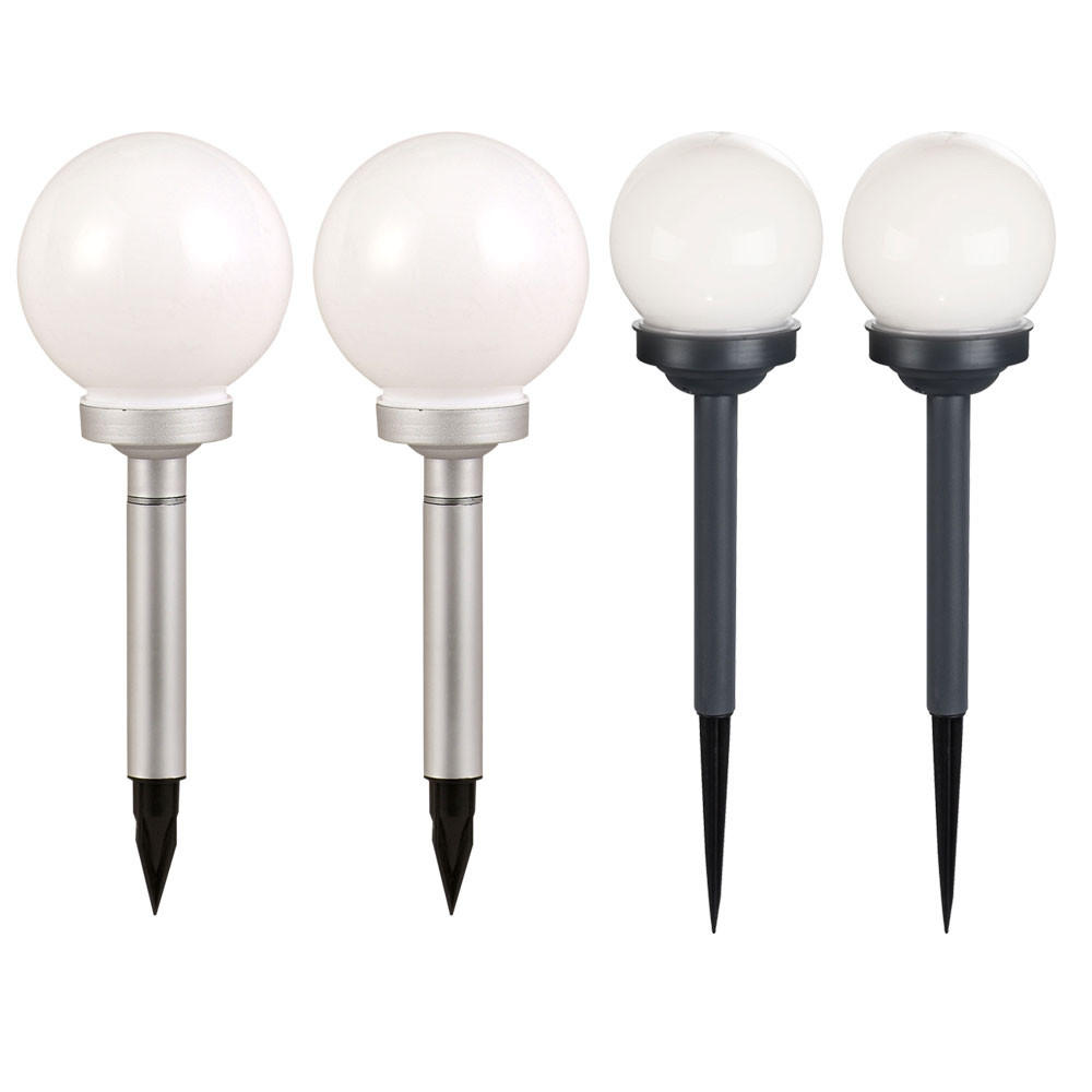 LED AUSSENLEUCHTE Kugel Design Weiß 4er Set - Weiß, Kunststoff (15/15/43cm)