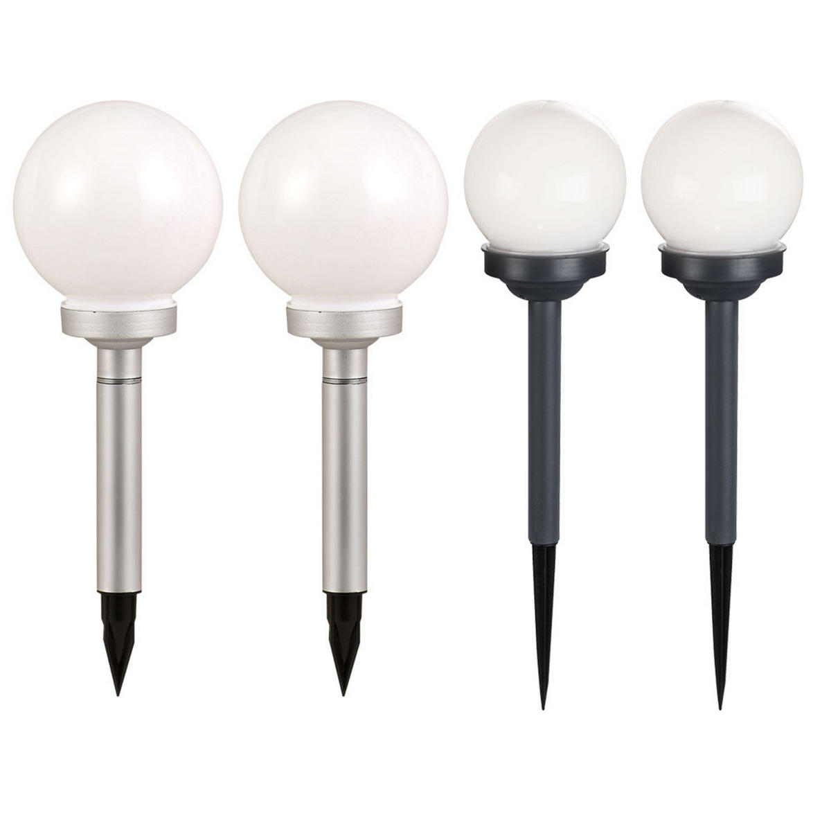 LED AUSSENLEUCHTE Kugel Design Weiß 4er Set - Weiß, Kunststoff (15/15/43cm)