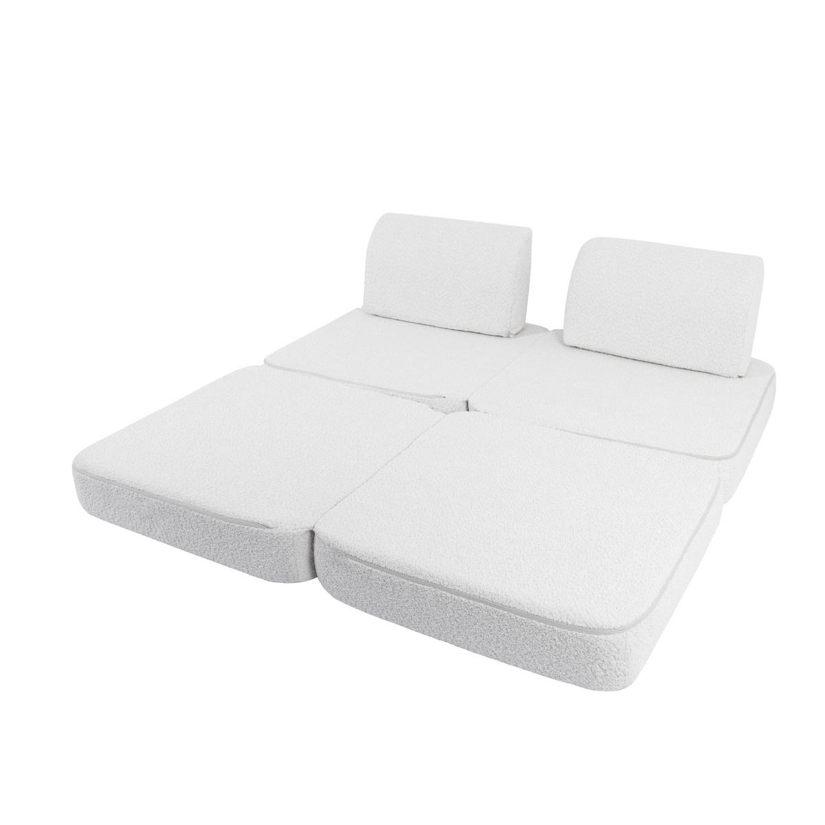 KINDERSOFA Pocket Basic modular 4-tlg. aus Bouclé in Weiß - Weiß, Textil (120/25/60cm) - MeowBaby