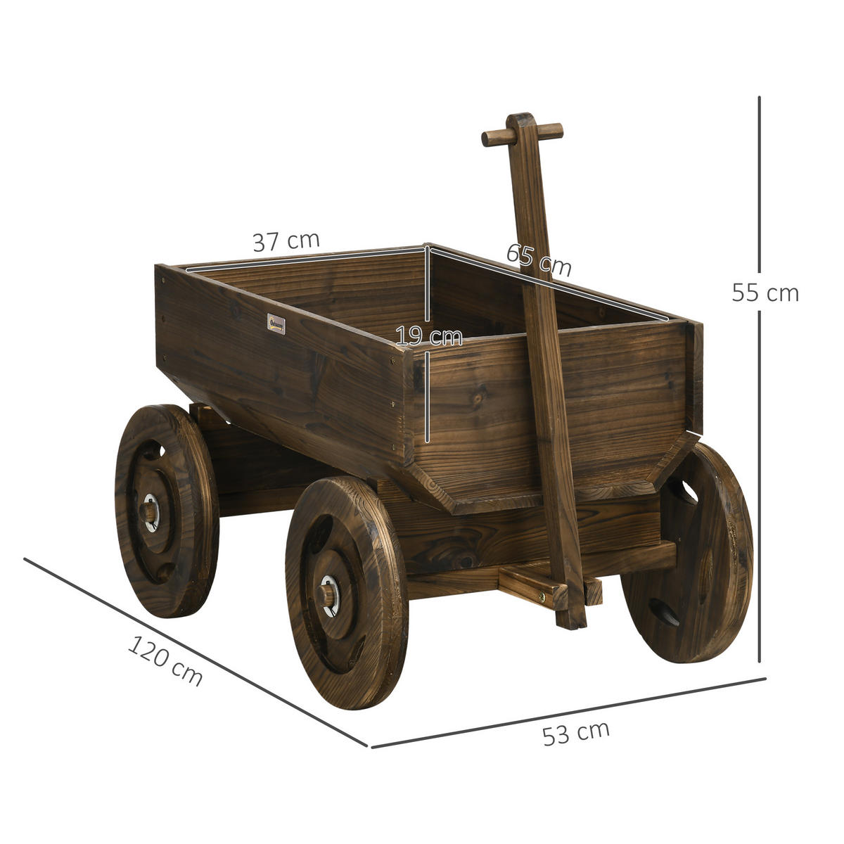 HOCHBEET, Tannenholz, Verkohlt - Braun, Holz (53/55/120cm) - Outsunny