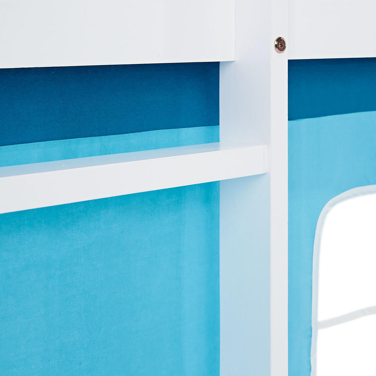 HOCHBETT 90/200 cm in Weiß und BLau mit Rutsche+Lattenrost+Matratze - Blau/Weiß, Holz/Textil (90/200cm) - Homestyle4u