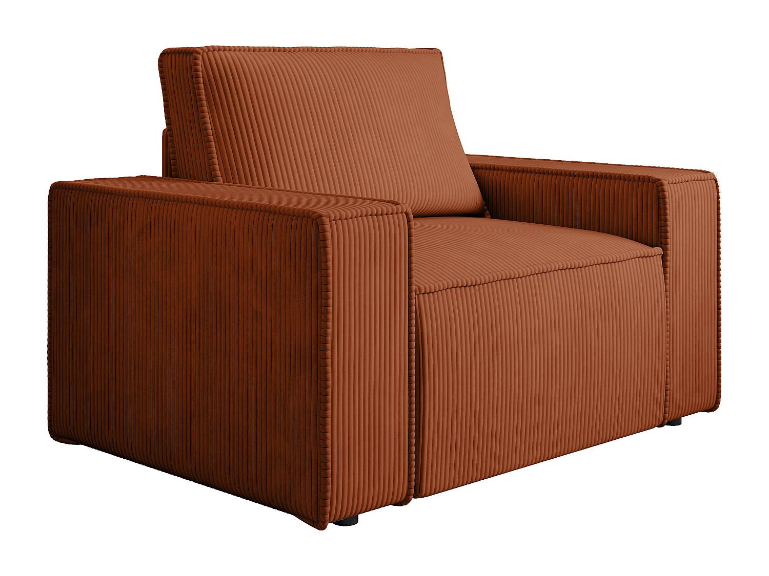 SESSEL mit gerader Rückenlehne - 1 Person-Sitzer - Samt, Stoff - Terracotta - - Terracotta, Textil (120/85/86cm) - Vente-Unique