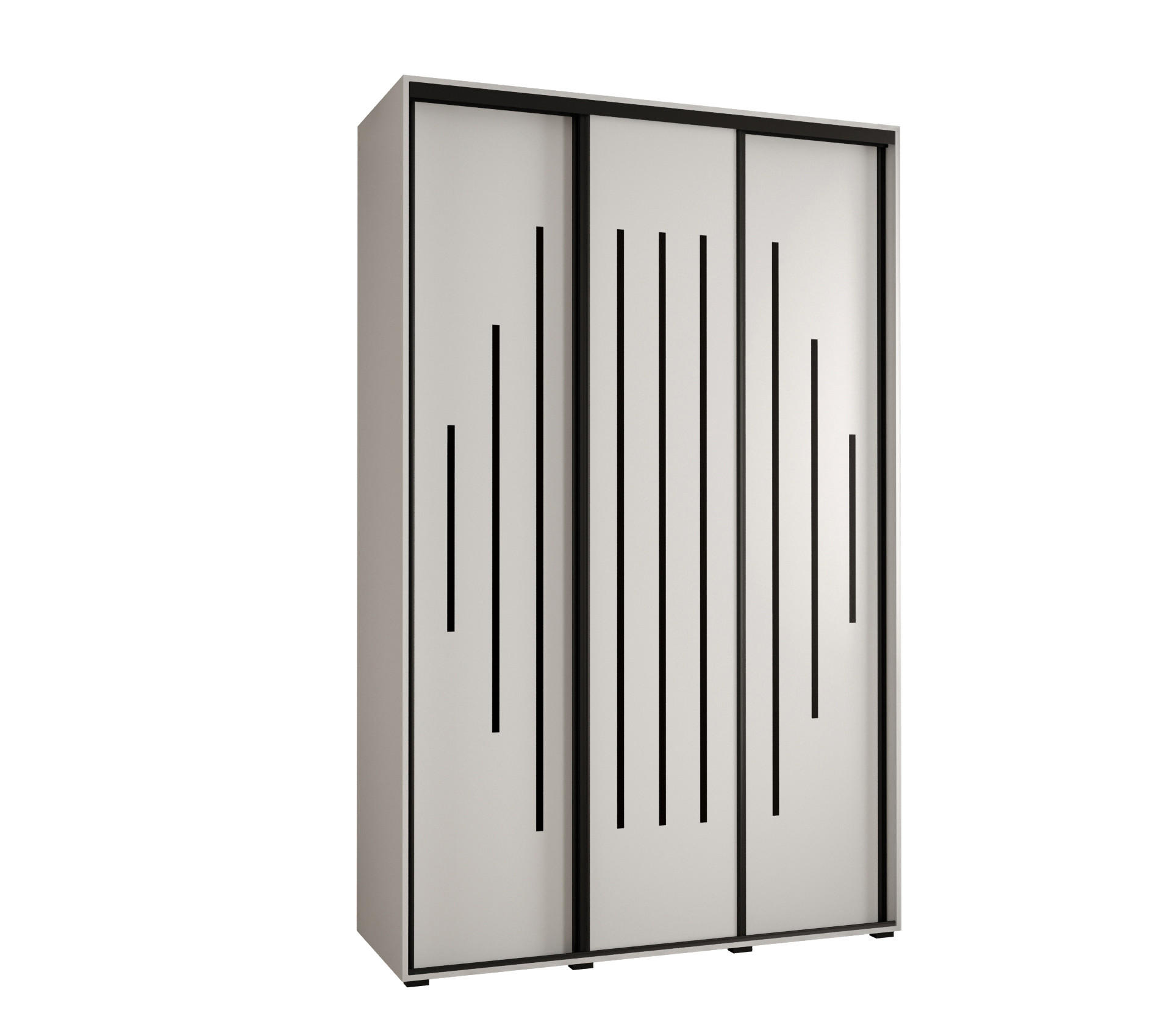Abiks Möbel Schwebetürenschrank Weiß, Weiß, Schwarz 150x235x45 cm