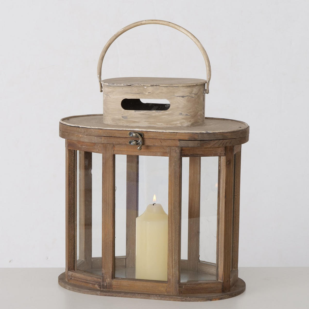 HOLZLATERNEN 2er-Set Laurie - Braun, Holz (28/56/45cm) - Boltze Home