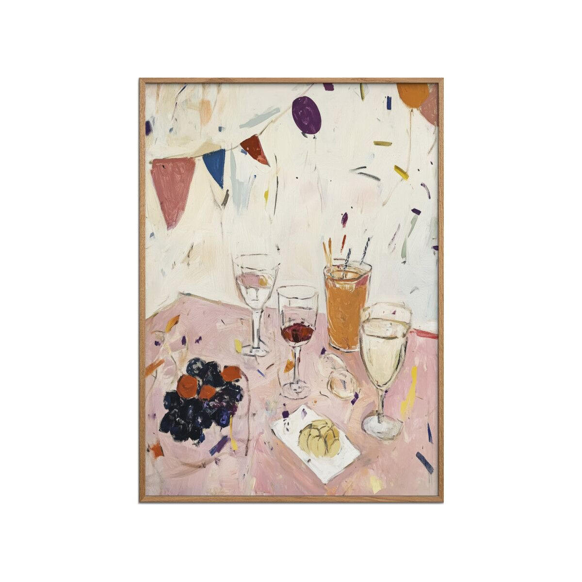 POSTER mit Rahmen Treechild - Party Time No 1 - Eichefarben/Multicolor, Holz/Papier (70/100cm) - Poster&Frame