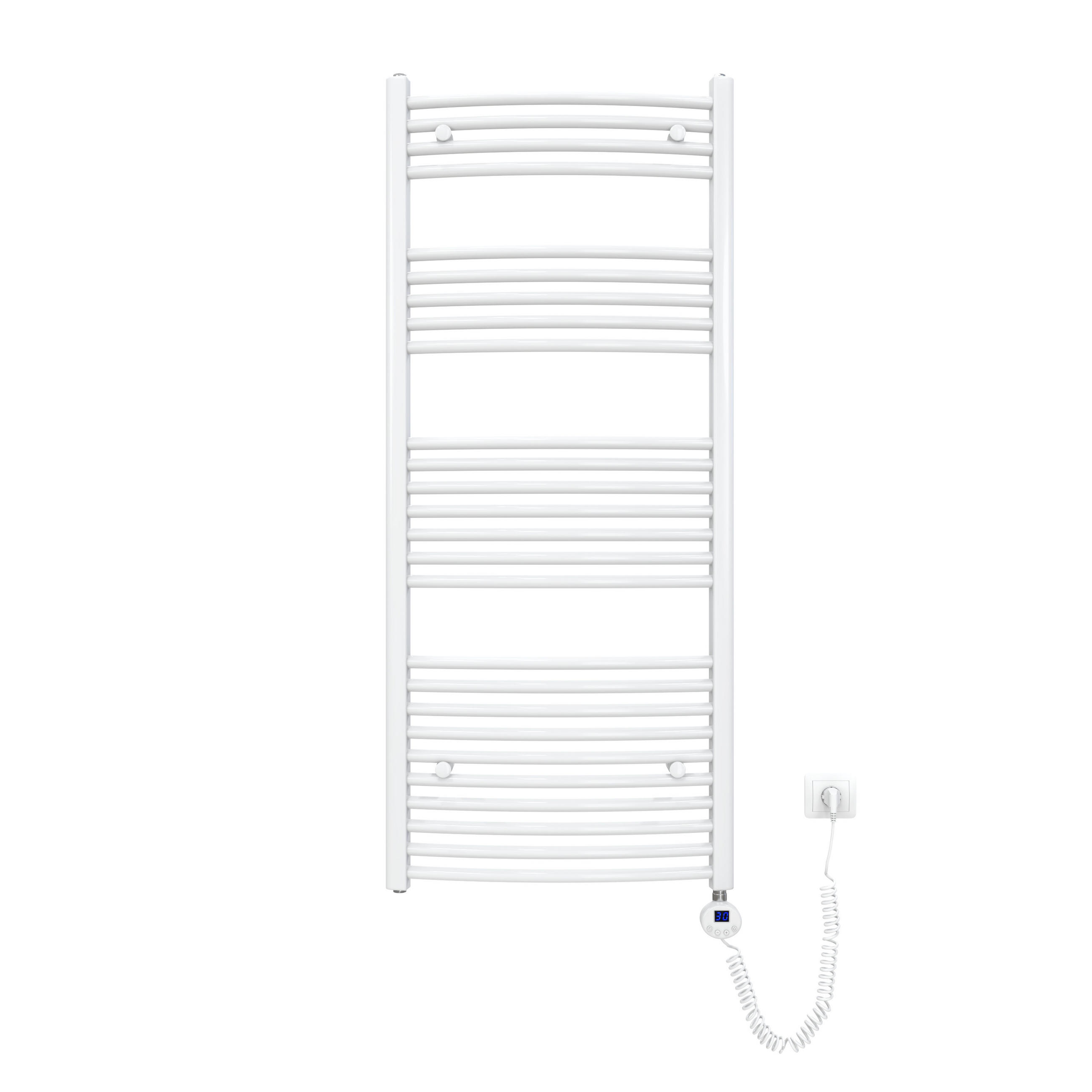 HANDTUCHHEIZKÖRPER elektrisch gebogen Weiß 140/60/5,6 cm - Weiß, Metall (60/140/5.6cm) - EMKE