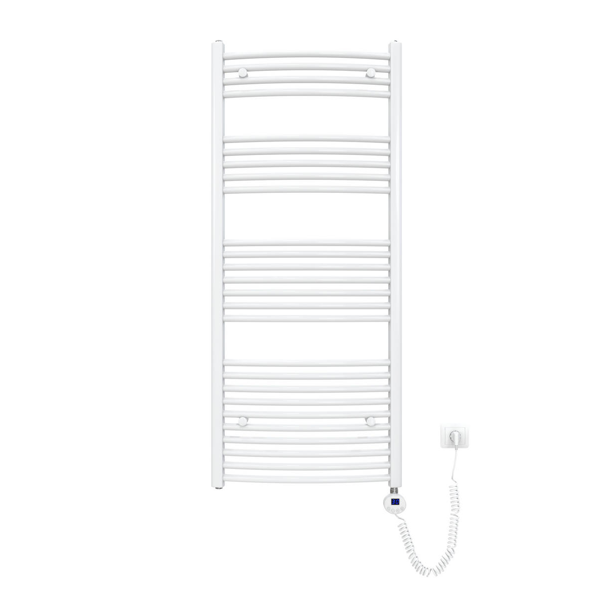 HANDTUCHHEIZKÖRPER elektrisch gebogen Weiß 140/60/5,6 cm - Weiß, Metall (60/140/5.6cm) - EMKE