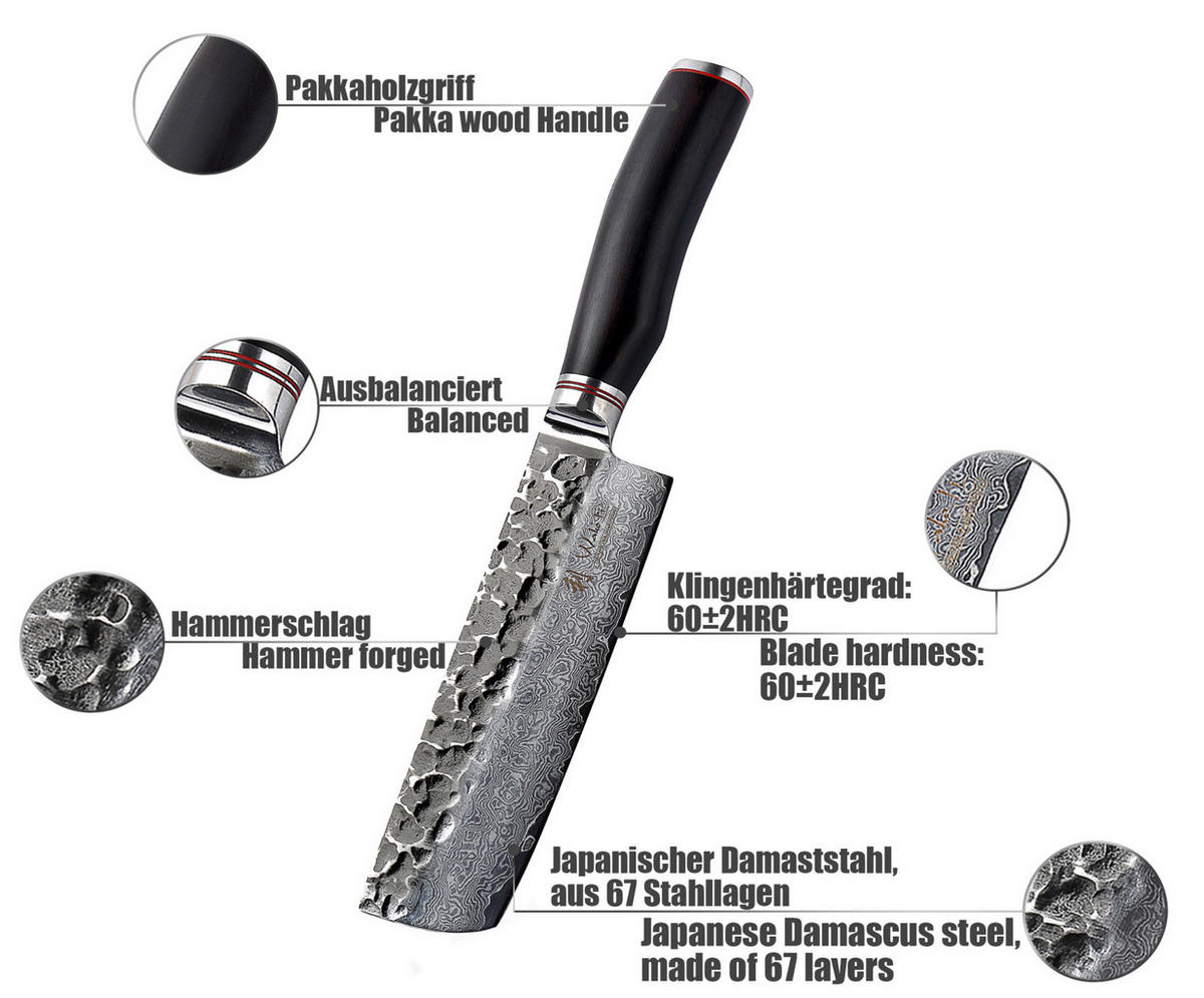 NAKIRIMESSER EBO Damast - Braun, Metall (30.5cm) - Wakoli