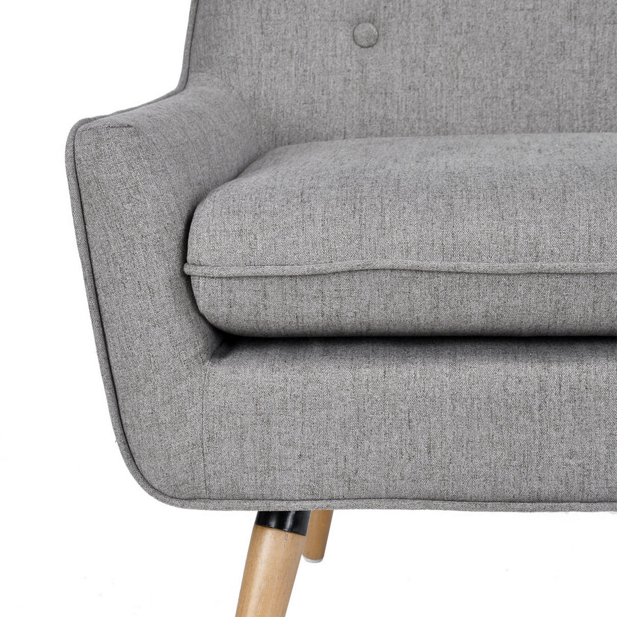 SESSEL Stoff, Beine aus Massivholz grau - Eichefarben/Grau, Holz (67/78cm) - Urban Meuble