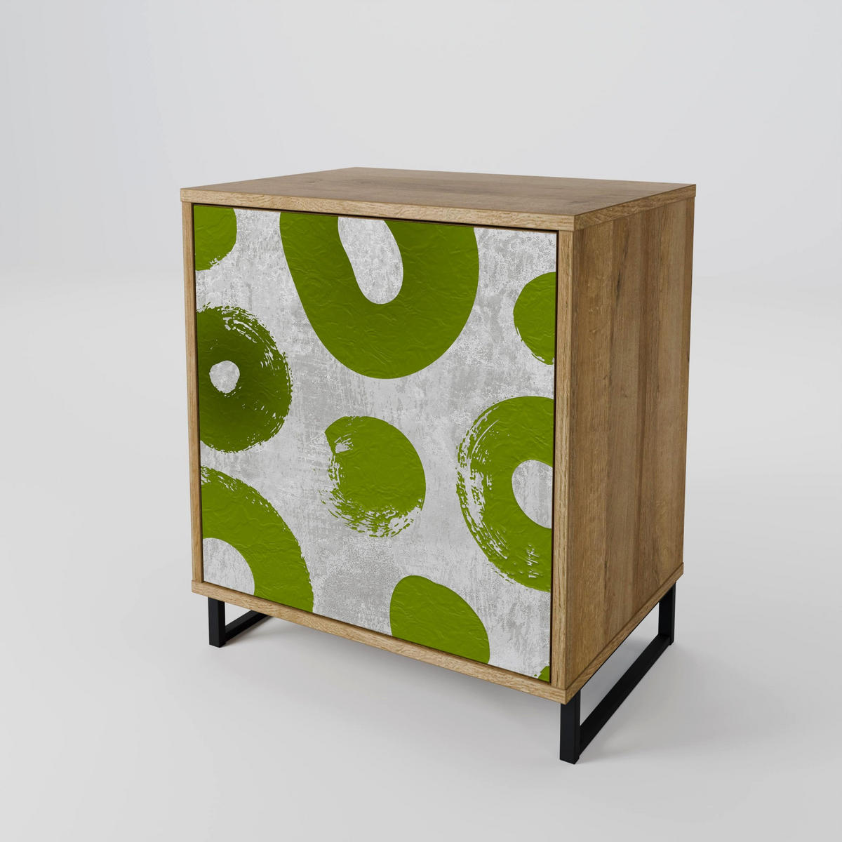 SIDEBOARD GREEN RHAPSODY, Eichefarben, 57,5x42x72,5 cm, Schwarze Metallfüße - Eichefarben/Multicolor, Holzwerkstoff/Metall (57.5/72.5/42cm) - SpaceRebels
