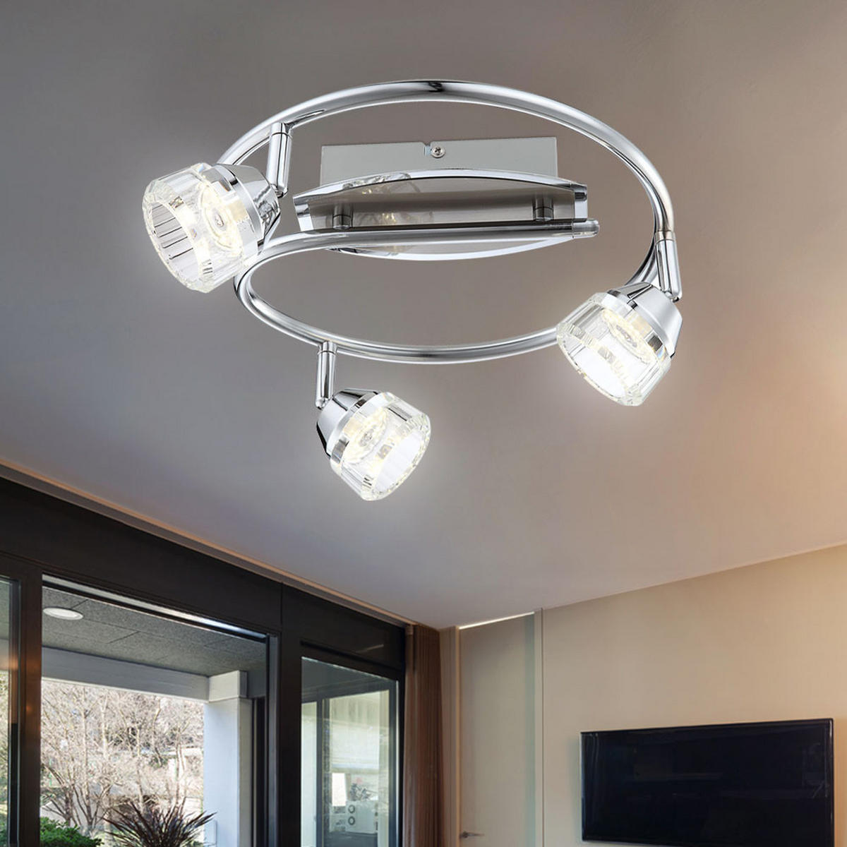 LED DECKENLEUCHTE LILIJA Chrom Silber - Silberfarben, Glas (30/30/16cm) - Globo Lighting