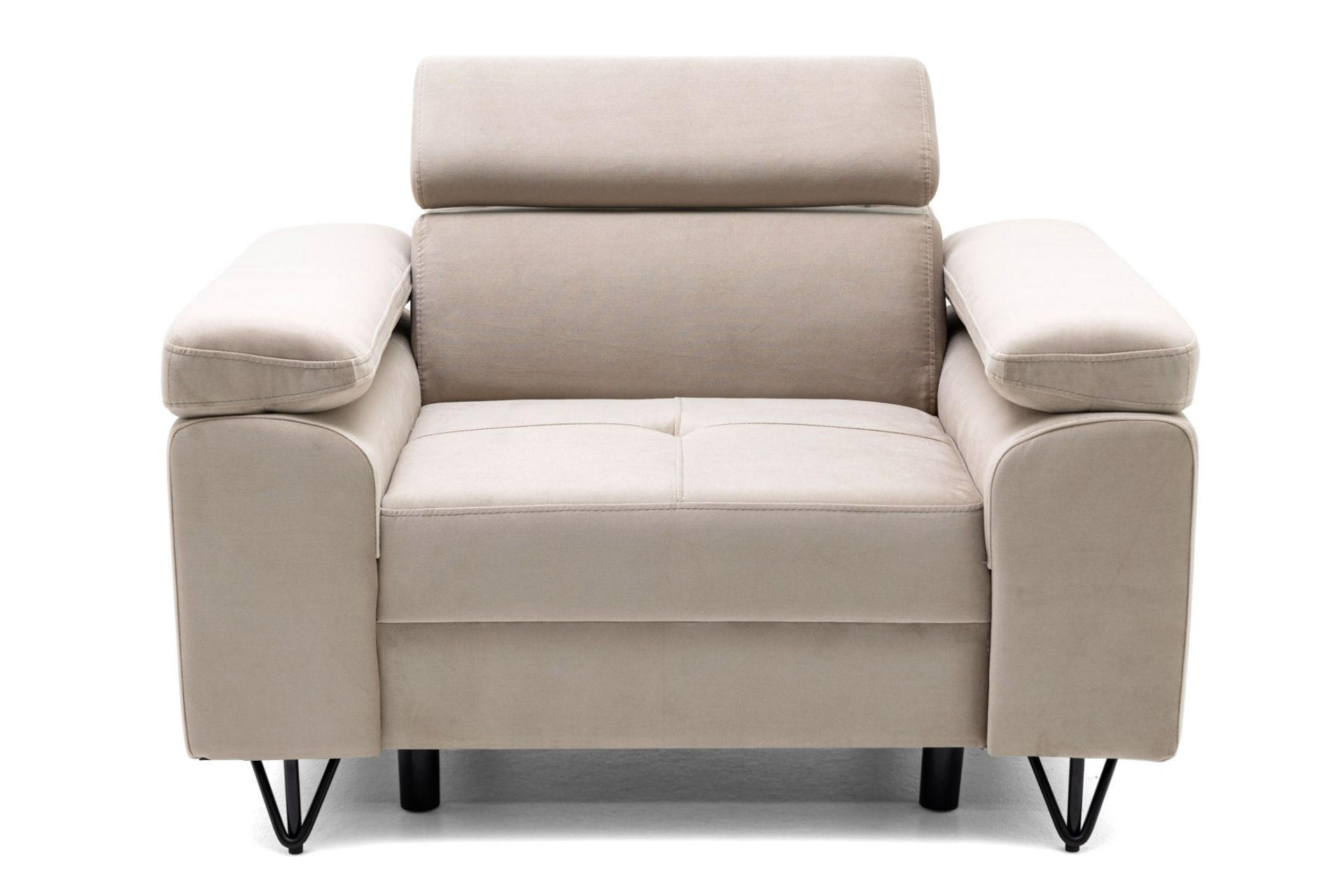 SESSEL JUNIOR mit verstellbare Kopfstütze Velours Beige - Beige/Schwarz, Holz/Textil (116/90/92cm) - Muffo