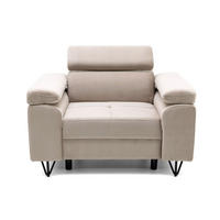 SESSEL JUNIOR mit verstellbare Kopfstütze Velours Beige - Beige/Schwarz, Holz/Textil (116/90/92cm) - Muffo