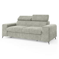 BETTSOFA BENETE Hellgrau Cordstoff mit Schlaffunktion - Hellgrau, Holz/Textil (191/89/92cm) - MASSENO